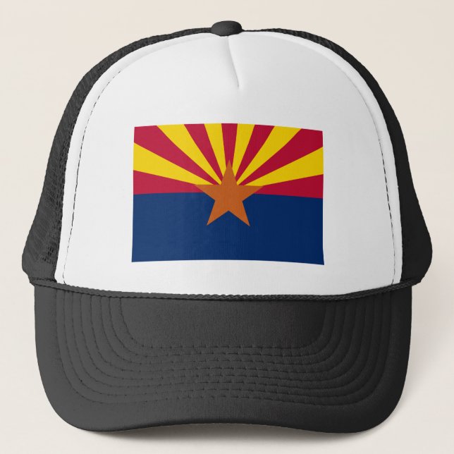 Arizona Flag: Setting Star Sun, The Copper State Trucker Hat (Front)