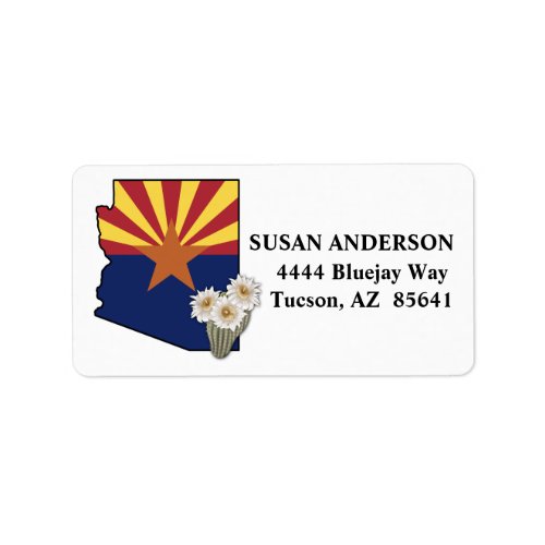 Arizona Flag State Flower Saguaro Cactus Blossom Label