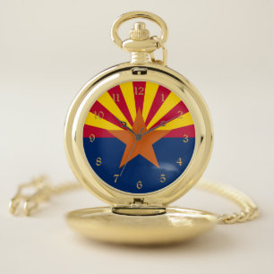 Arizona Flag: The Copper State, Ditat Deus Pocket Watch