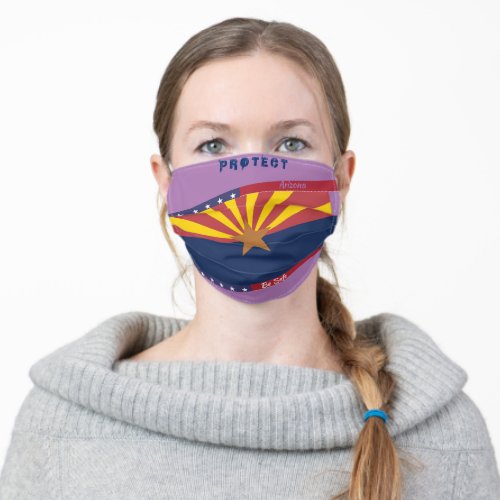 Arizona Flag w Stars Stripes on Lavender Adult Cloth Face Mask