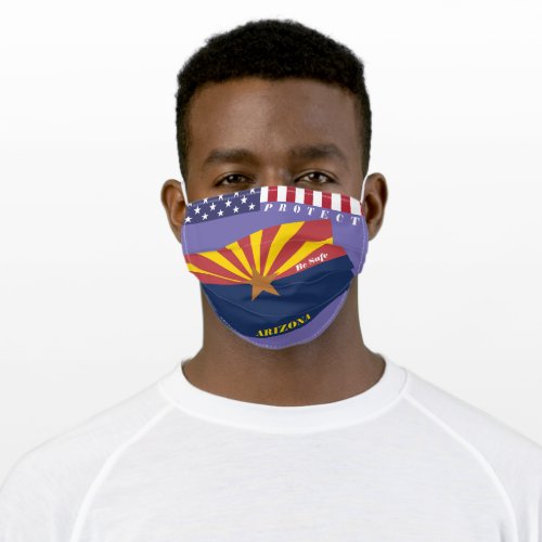 Arizona Flag w Stars Stripes on Lavender Adult Cloth Face Mask