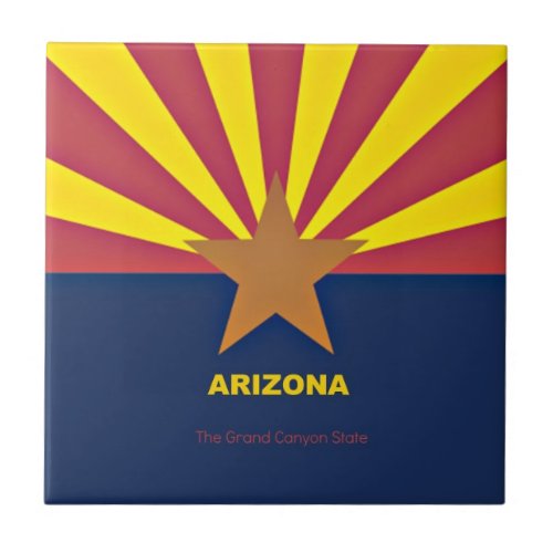 Arizona flag with slogan  ceramic tile