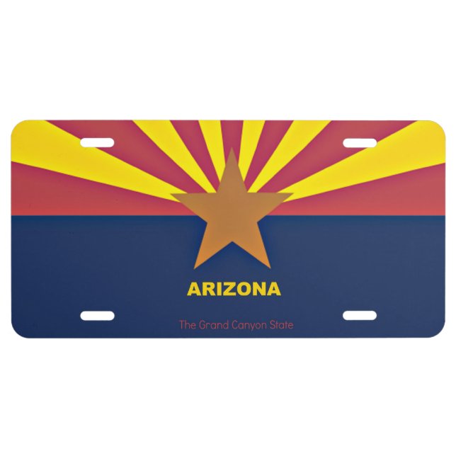 Arizona flag with slogan license plate (Front)