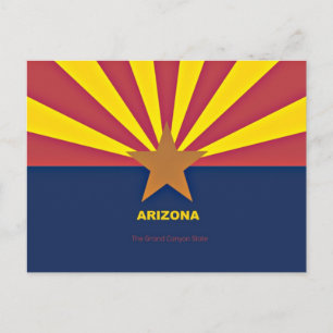 Arizona flag with slogan postcard
