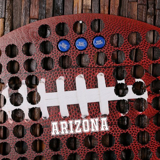 Arizona Football Shaped Wooden Beer Cap Map (Front)