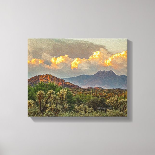 Arizona Four Peaks Mountain Colorful Clouds Sunset Canvas Print (Front)