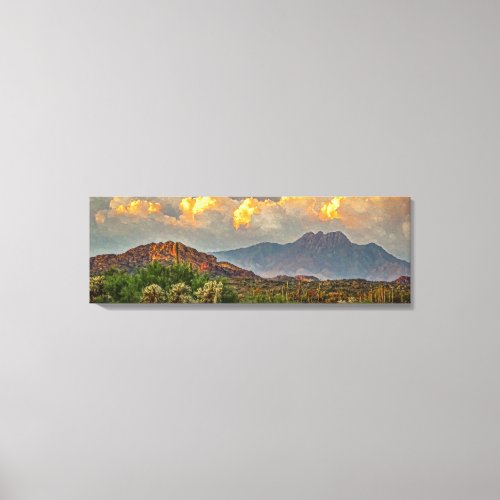 Arizona Four Peaks Mountain Colorful Clouds Sunset Canvas Print