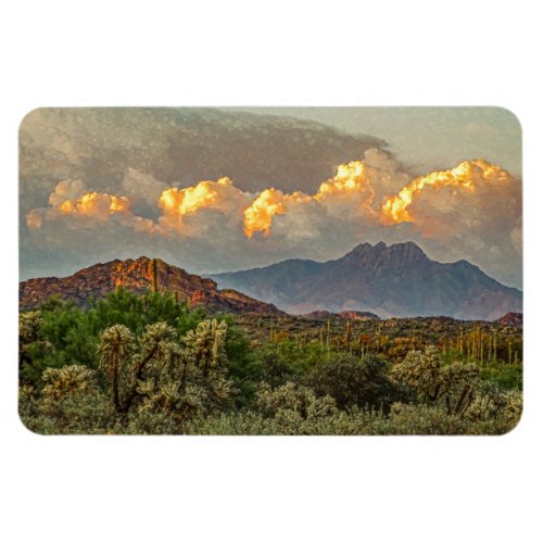 Arizona Four Peaks Mountain Colorful Clouds Sunset Magnet