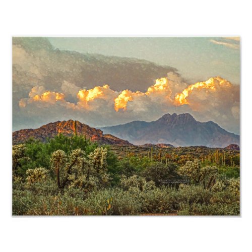 Arizona Four Peaks Mountain Colorful Clouds Sunset Photo Print