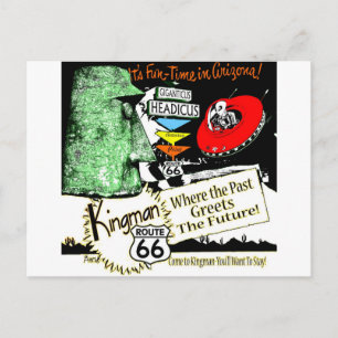 Arizona Fun-Time 1950s style Alien UFO Route 66 Postcard