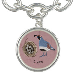 Arizona Gambel’s Quail & Nest | Personalized Name Bracelet