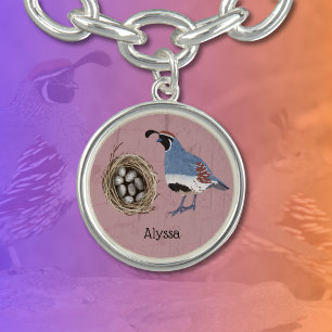 Arizona Gambel’s Quail & Nest Personalized Name Bracelet