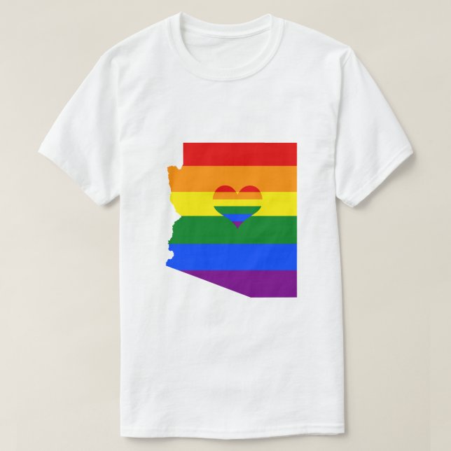 Arizona Gay Pride Rainbow Flag Heart GLBTQ Design T-Shirt (Design Front)