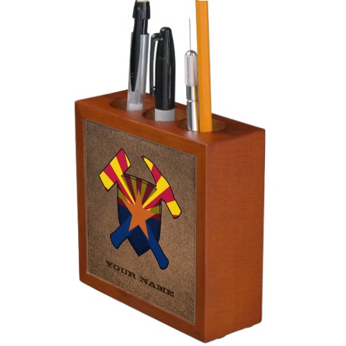 Arizona Geology Rock Hammer Logo Desk Organizer