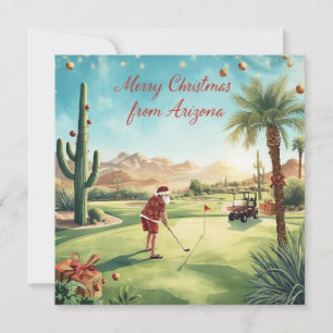 Arizona Golf Christmas in Arizona   Santa Claus Holiday Card