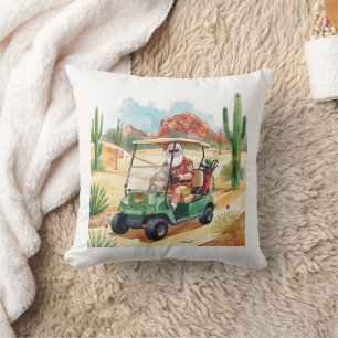 Arizona Golf Christmas Santa drives golf cart Throw Pillow