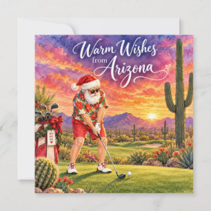 Arizona Golf Christmas Santa Golfer driving cart Holiday Card