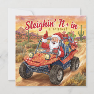 Arizona Golf Christmas Santa Golfer driving cart Holiday Card
