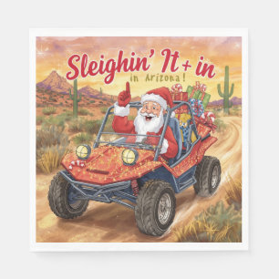 Arizona Golf Christmas Santa Golfer driving cart Napkins
