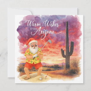Arizona Golf Christmas Santa Golfer Golfing Holiday Card