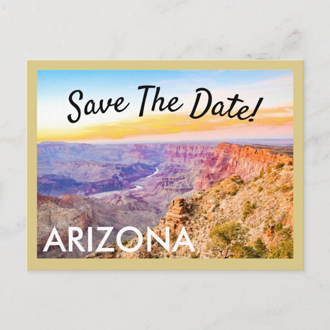 Arizona Grand Canyon Vintage Save the Date Postcard (Front)