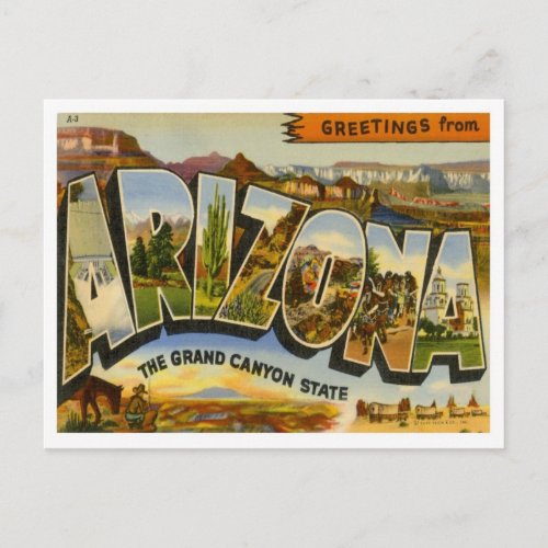 Arizona Greetings From US States Postcard