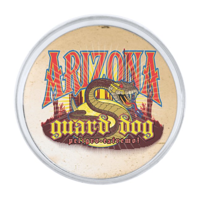 Arizona Guard Dog Snake Silver Finish Lapel Pin (Front)