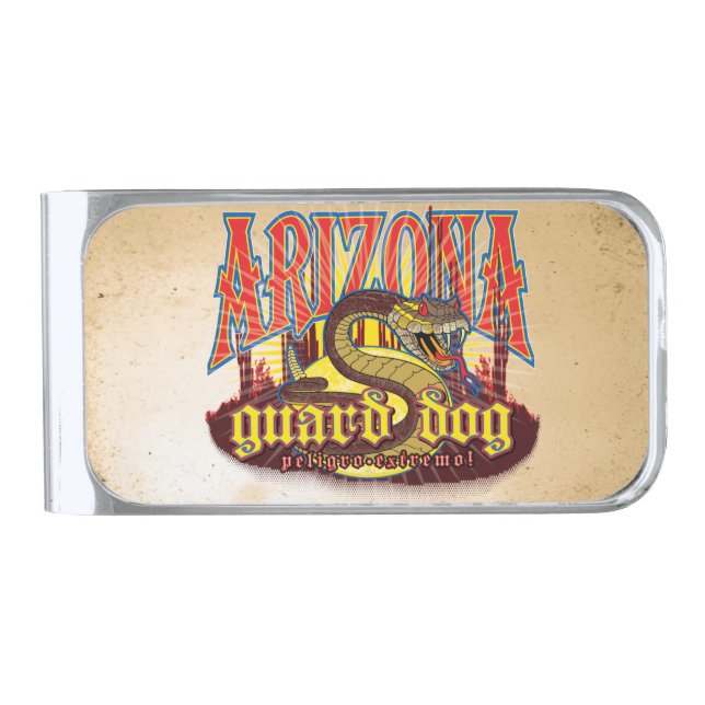 Arizona Guard Dog Snake Silver Finish Money Clip (Front)