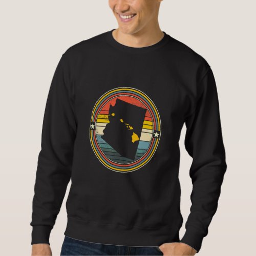 Arizona Hawaii Roots Origine State Map Retro 1 Sweatshirt