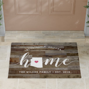 Arizona Home State Personalized Wood Look Doormat