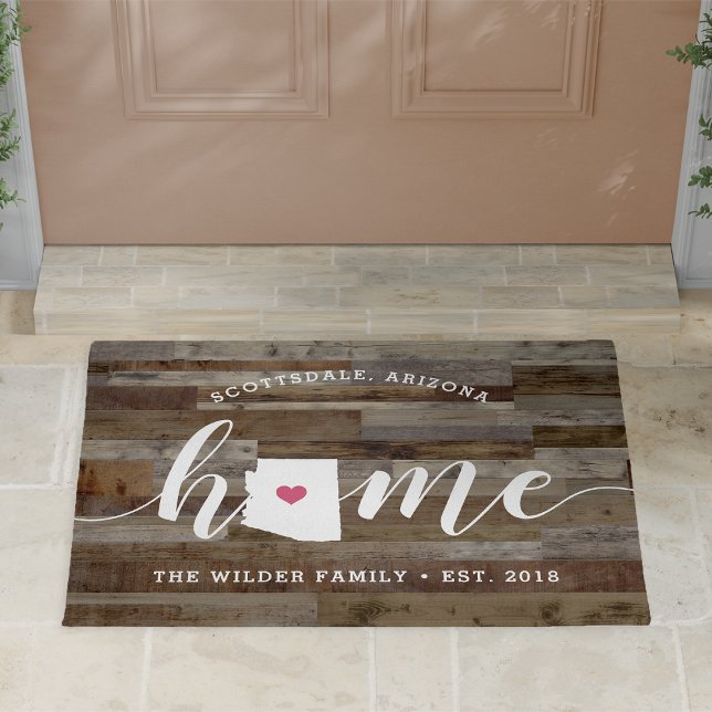 Arizona Home State Personalized Wood Look Doormat (Creator Uploaded)