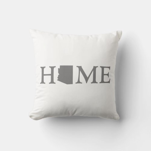 Arizona Home State Shaped Letter Gray Word Art Throw Pillow