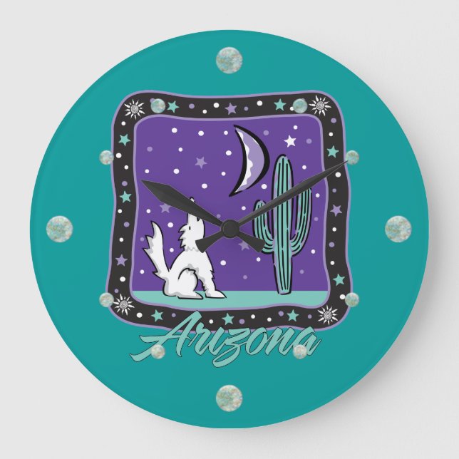 Arizona Howling Coyote  Wall Clock (Front)