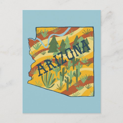 Arizona Illustrated Map Postcard