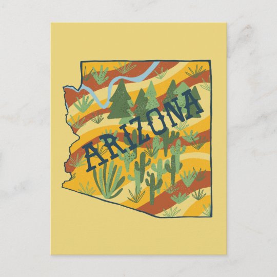 Arizona Illustrated Map Postcard Zazzle Com