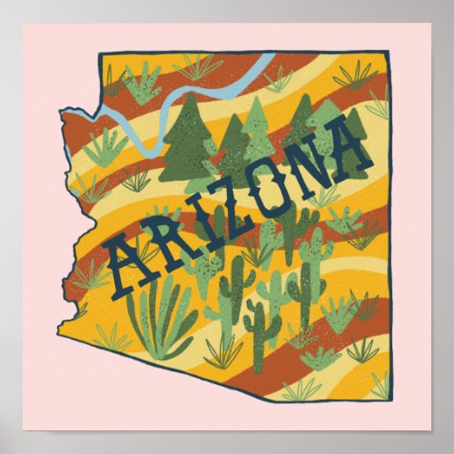 Arizona Illustrated Map Poster