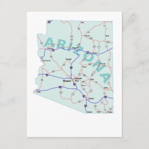 Arizona Interstate Map Postcard