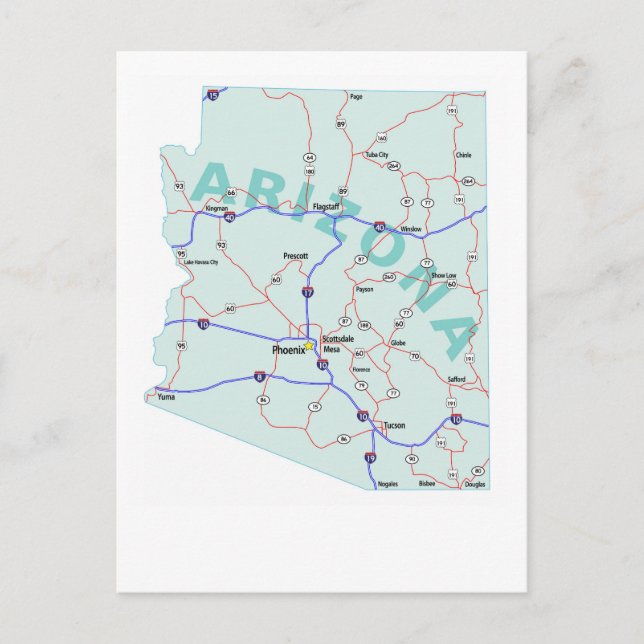 Arizona Interstate Map Postcard (Front)