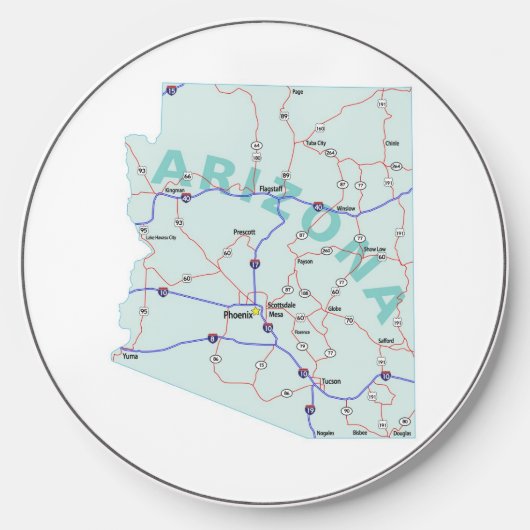 Arizona Interstate Map Wireless Charger (Front)