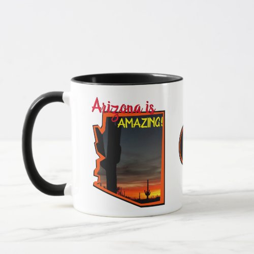 Arizona is Amazing Sunset Cactus AZ Map Outline Mug