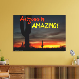 "Arizona is Amazing!" Sunset Sonoran Desert Cactus Canvas Print