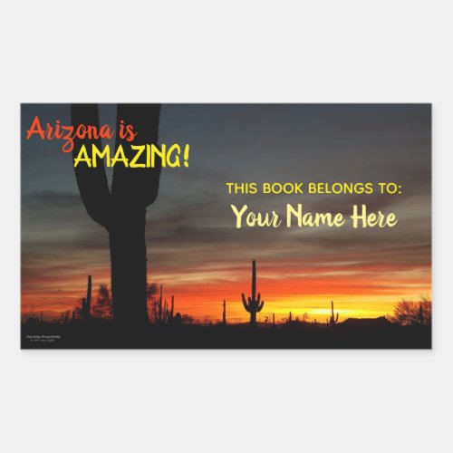 Arizona is Amazing Sunset Sonoran Desert Cactus Rectangular Sticker