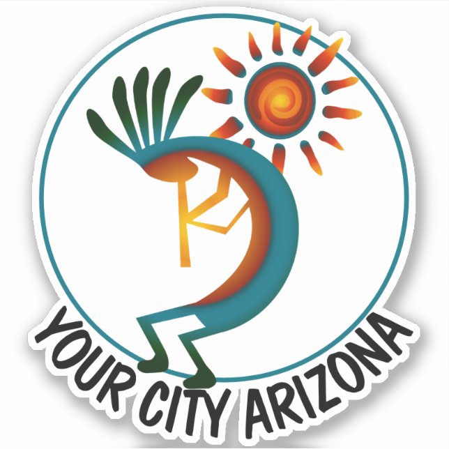 Arizona Kokopelli with Sun Custom 4" Vinyl Sticker (Front)