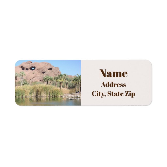 Arizona Landmark Mountain Photo with Lake Label (Front)