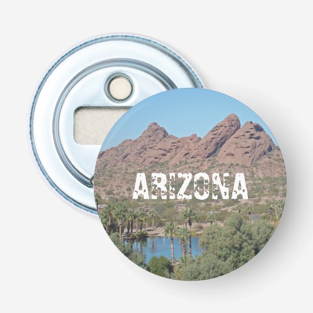 Arizona Landscape Palm Trees Red Rock Keepsake Bottle Opener (Front)