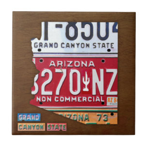 Arizona License Plate Map Ceramic Tile V2