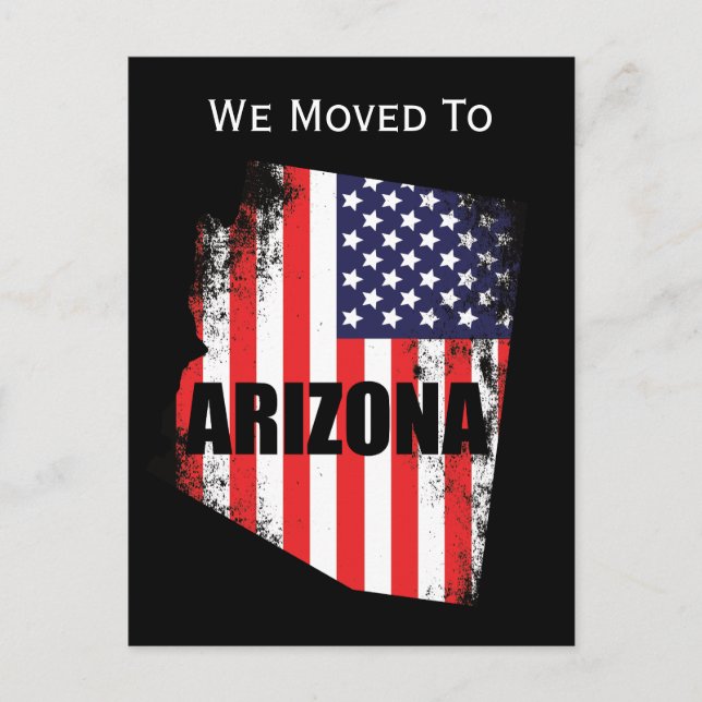 Arizona Map American Flag Freedom Moving Announcement Postcard (Front)