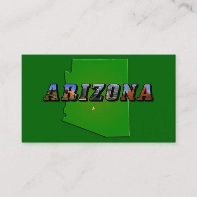 Arizona Map and Picture Text Business Card (Front)