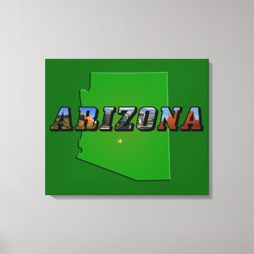 Arizona Map and Picture Text Canvas Print