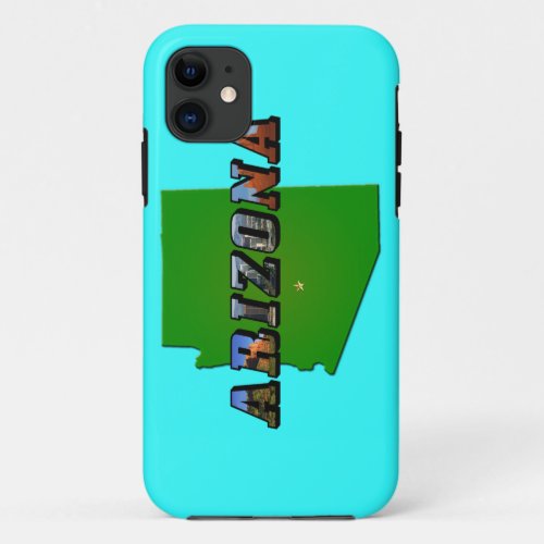 Arizona Map and Picture Text iPhone 11 Case